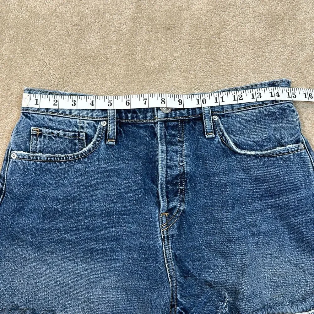 Hudson Jean Denim Cara Classic Shorts Raw Hem Button Fly 100% Cotton Size 29